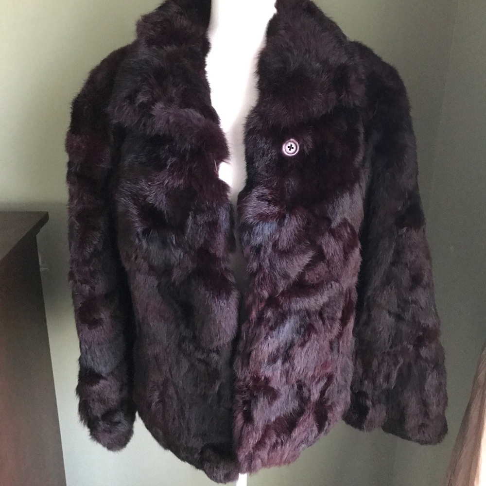 Vintage burgundy rabbit fur coat